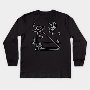 UFO Abducting a Cat Kids Long Sleeve T-Shirt